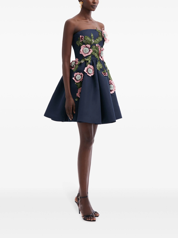 Đầm cocktail thêu hoa dâm bụt không dây