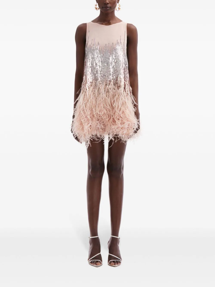 Đầm cocktail không tay cổ tròn đính sequin