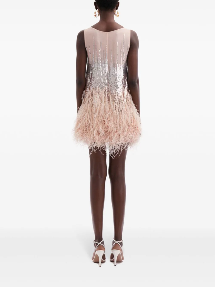 Đầm cocktail không tay cổ tròn đính sequin