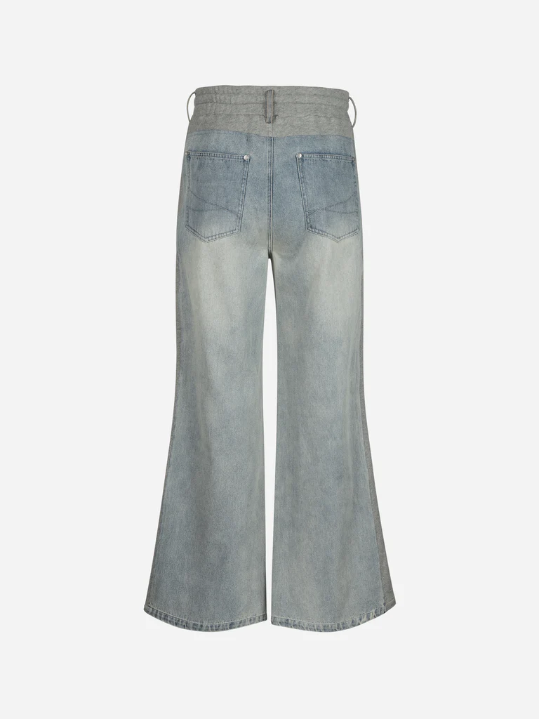 Quần jeans nỉ phối panel