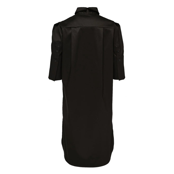 Đầm tay áo bo chun từ vải Cotton Poly bóng mượt