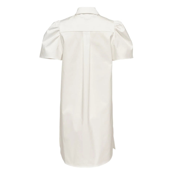 Đầm tay bồng vải cotton poly co giãn bóng mượt