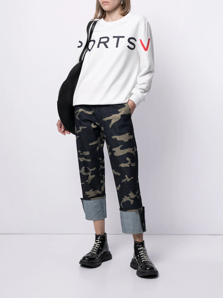 Áo sweatshirt dài tay cổ tròn Cut&Sew