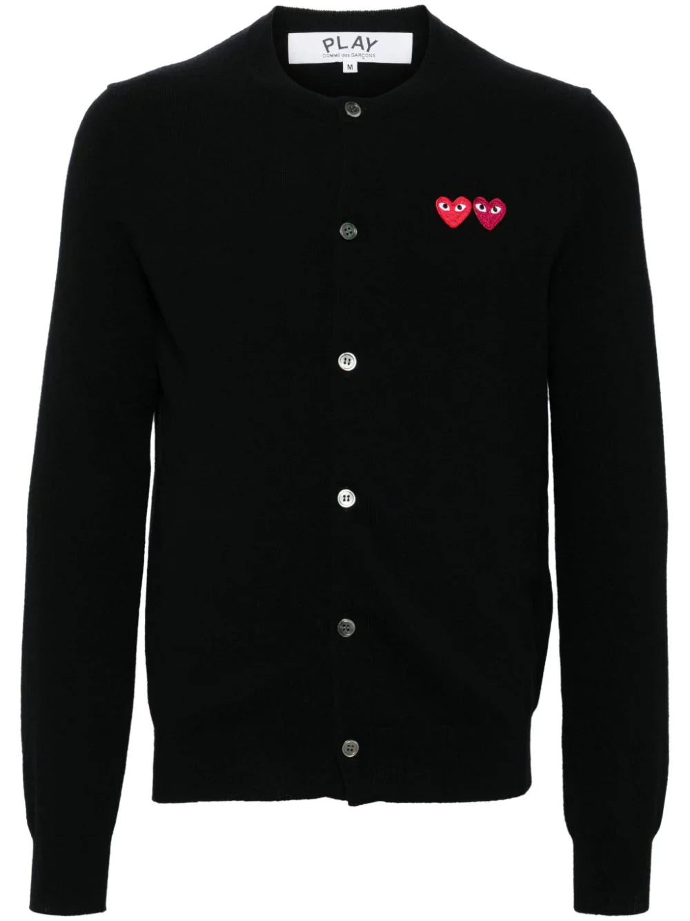 Round-Neck Double Burgundy Emblem Cardigan Unisex
