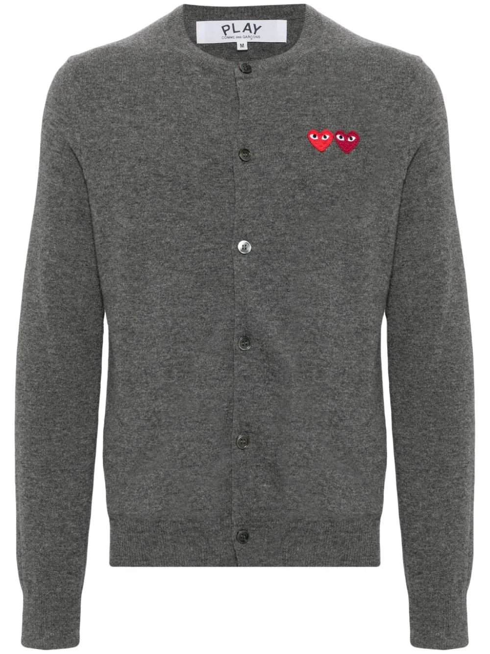 Round-Neck Double Burgundy Emblem Cardigan Unisex
