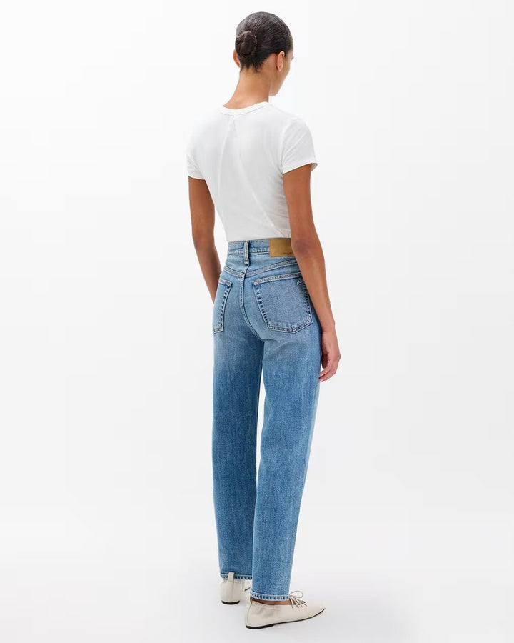 Jeans Harlow cạp giữa, ống thẳng đến mắt cá chân