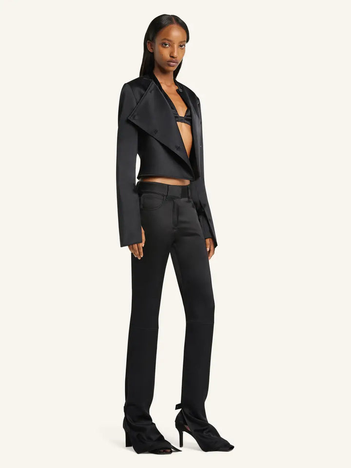 Áo khoác satin cắt chéo