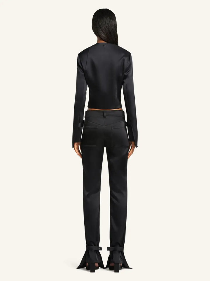 Áo khoác satin cắt chéo