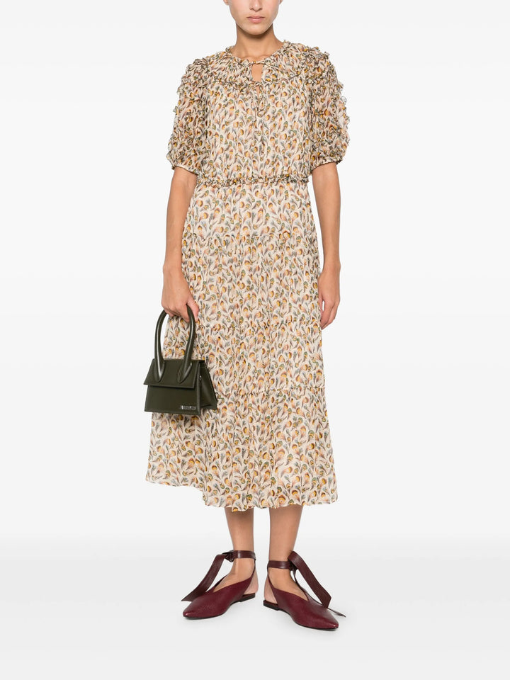 Đầm midi tay ngắn Nan Silk