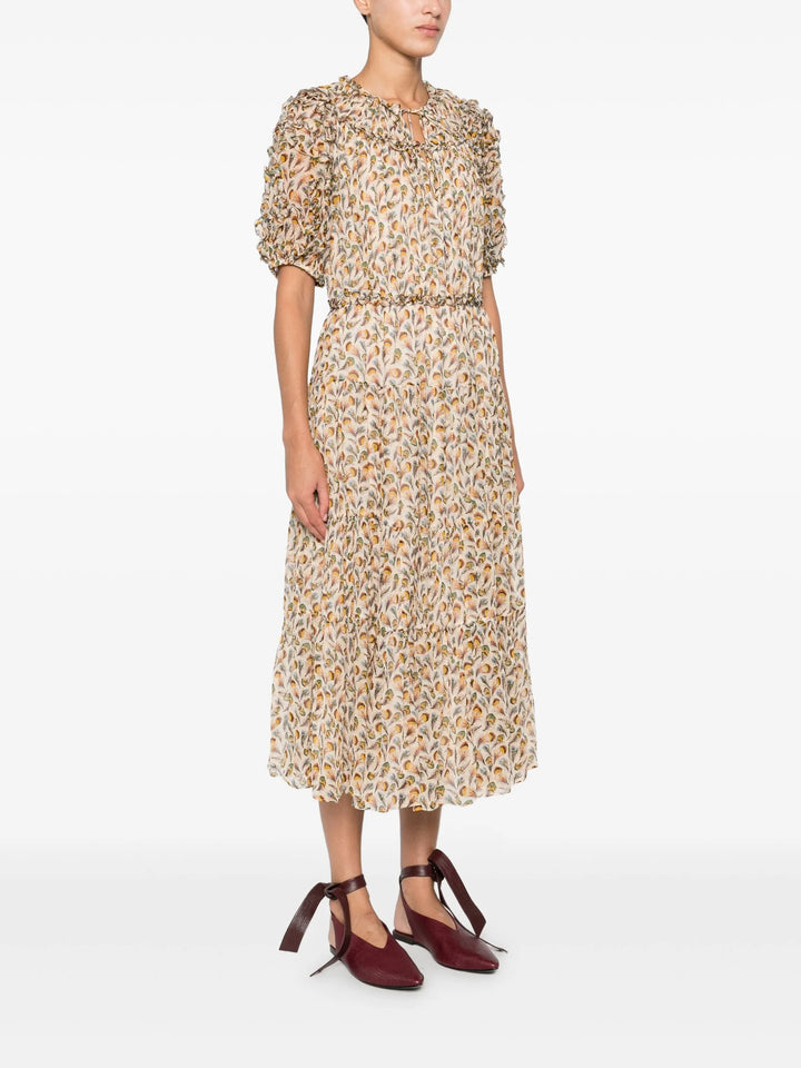 Đầm midi tay ngắn Nan Silk