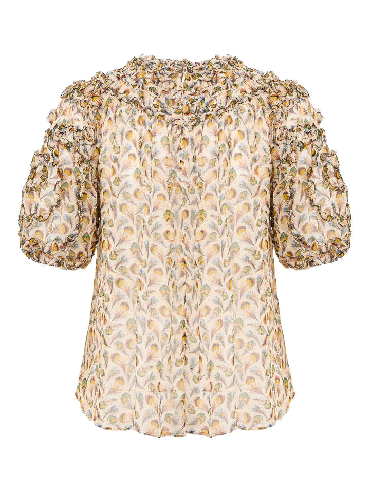 Áo ngắn tay nhún lụa Isolda