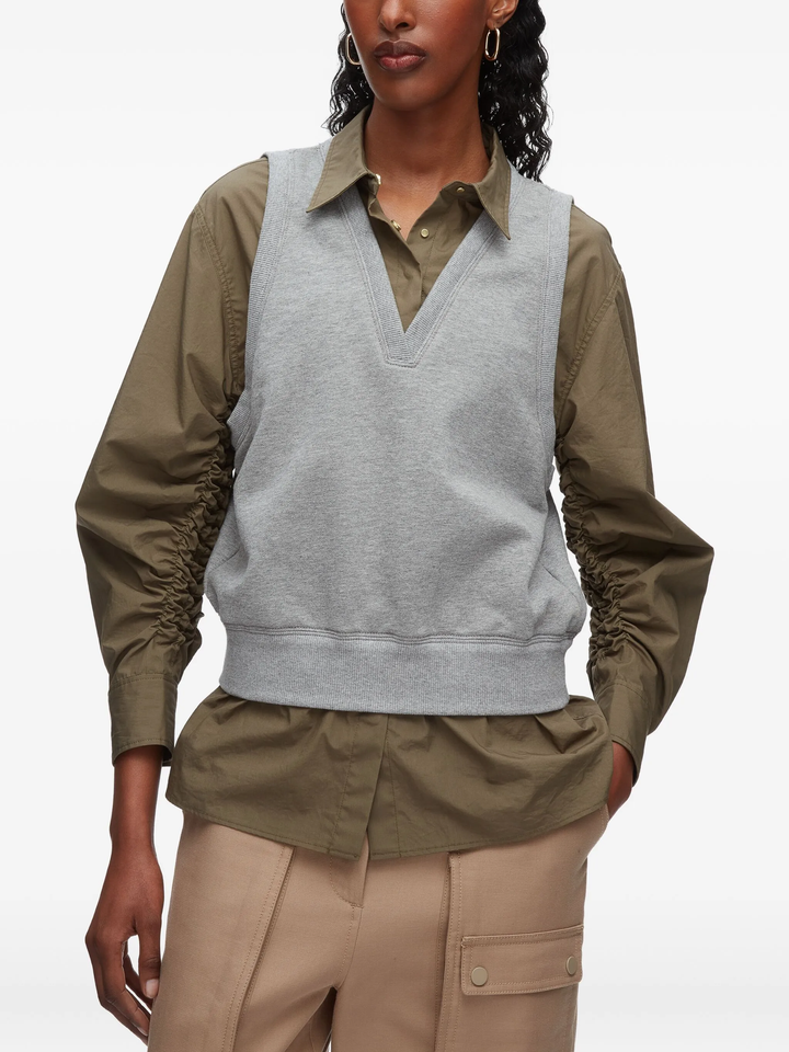 Áo Sơ Mi Nhún Với Áo Gile Kết Hợp