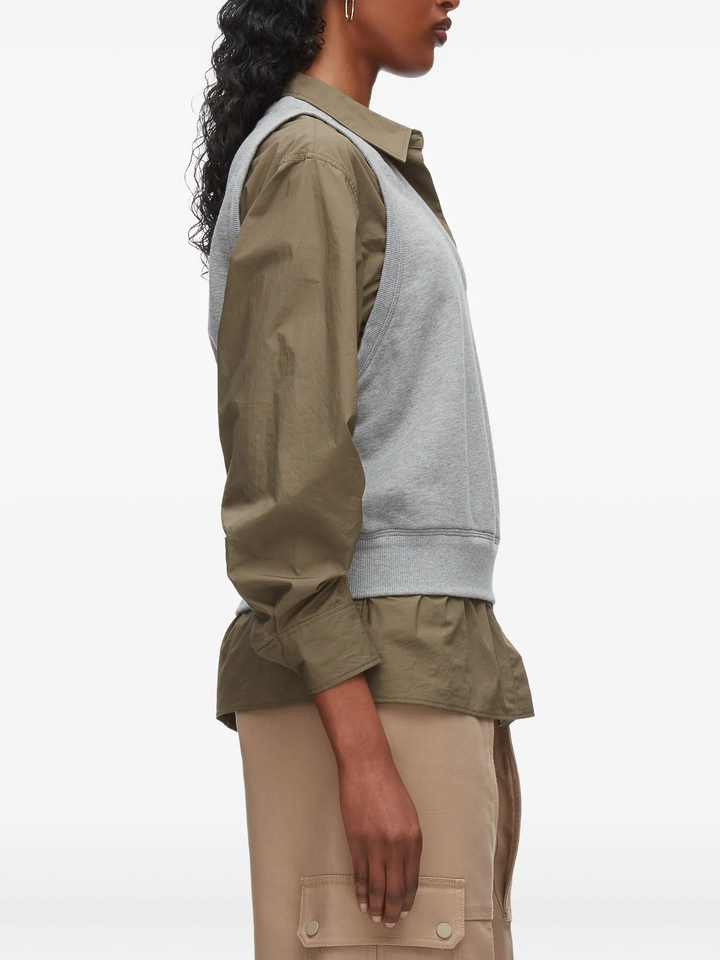 Áo Sơ Mi Nhún Với Áo Gile Kết Hợp