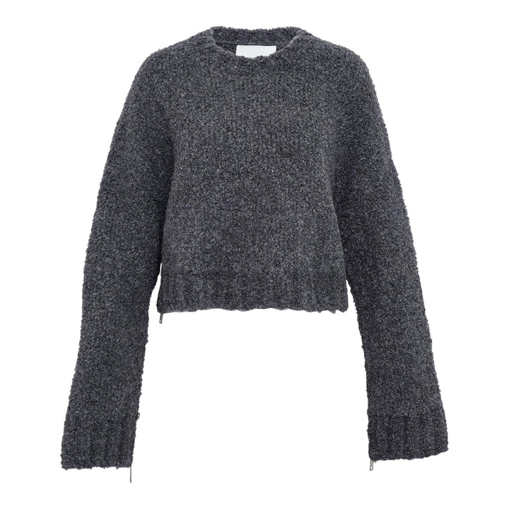 Club21 - 3.1 Phillip Lim - Boucle Zipper Crewneck Knit Top - KNIT TOPS - Charcoal