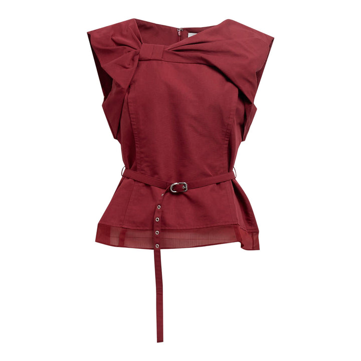 Club21 - 3.1 Phillip Lim - Draped Bow Belted Shell Top - KNIT TOPS - Red