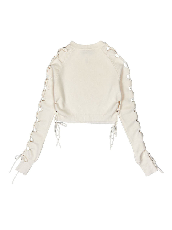 تفاصيل أكمام مربوطة بلوزة قصيرة