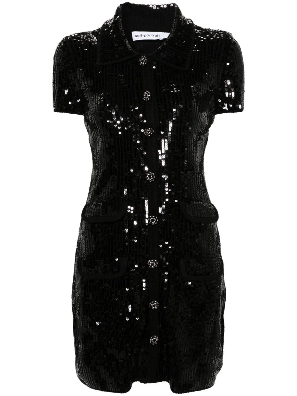 self portrait black sequin knit mini dress self-portrait - Black Sequin Knit Mini Dress