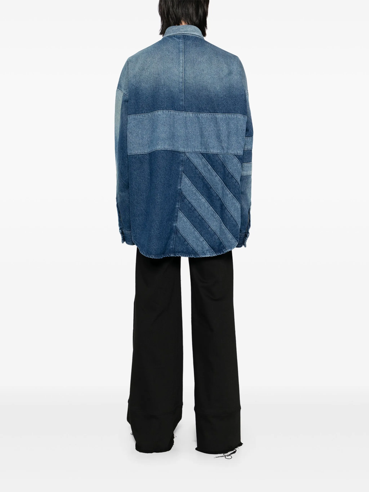 Áo sơ mi denim phối họa tiết