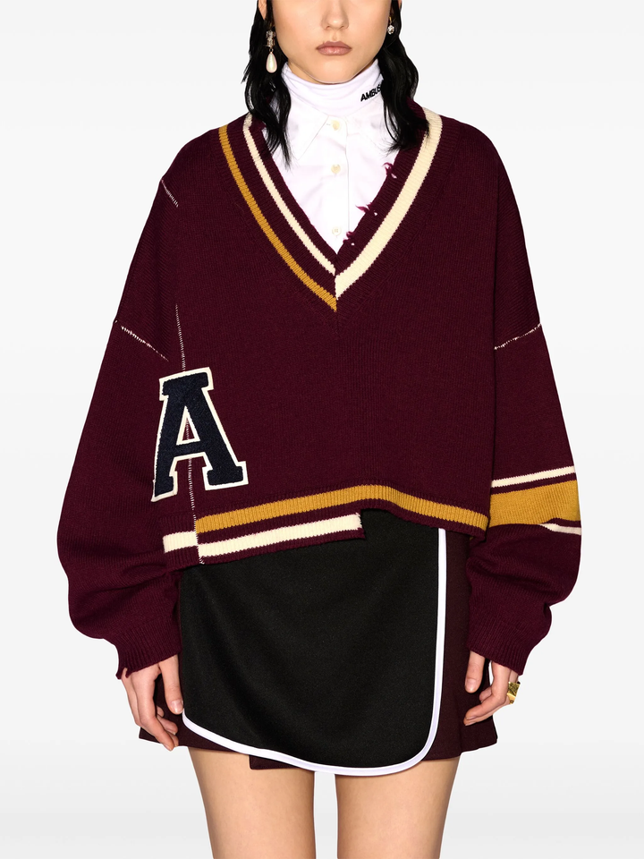 Áo len V cổ rib hỏng