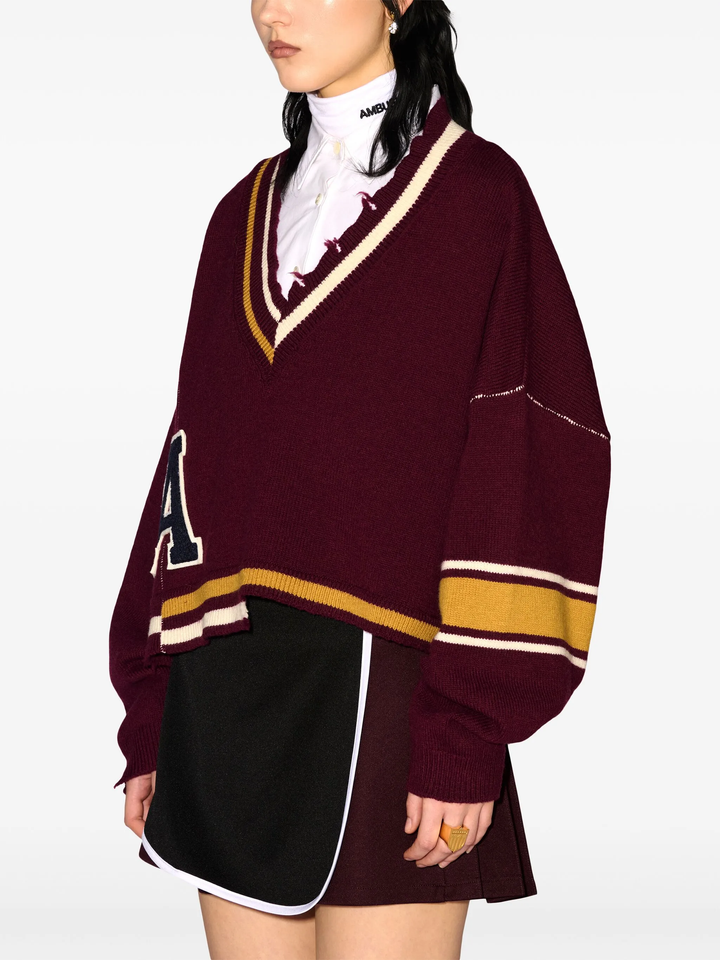 Áo len V cổ rib hỏng