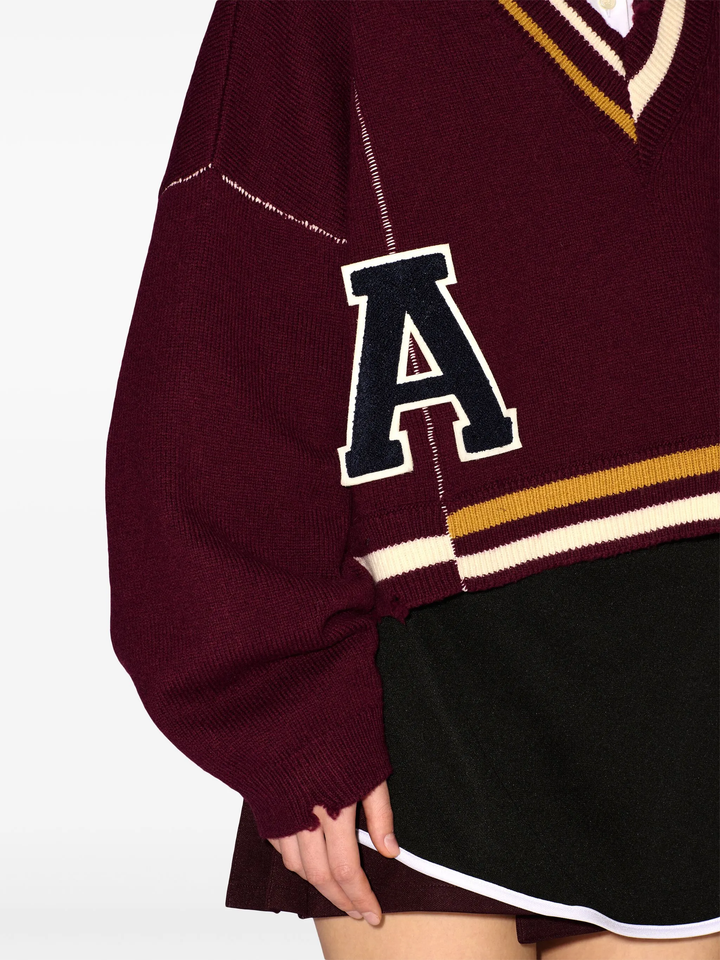 Áo len V cổ rib hỏng