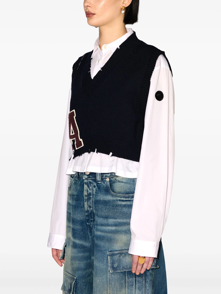 Áo gile V cổ rib bị phá hủy