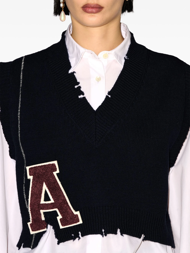 Áo gile V cổ rib bị phá hủy