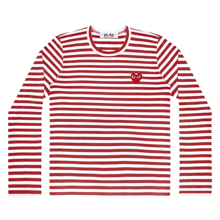 Long Sleeve Stripes With Red Emblem Tee Unisex Club21