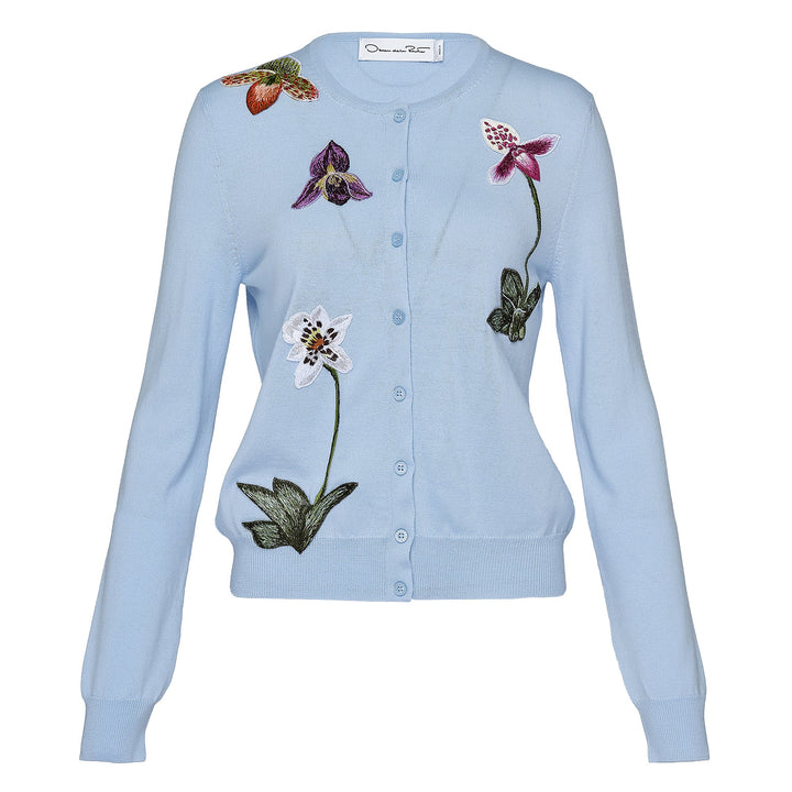 Áo khoác cardigan tay dài thêu hoa lan