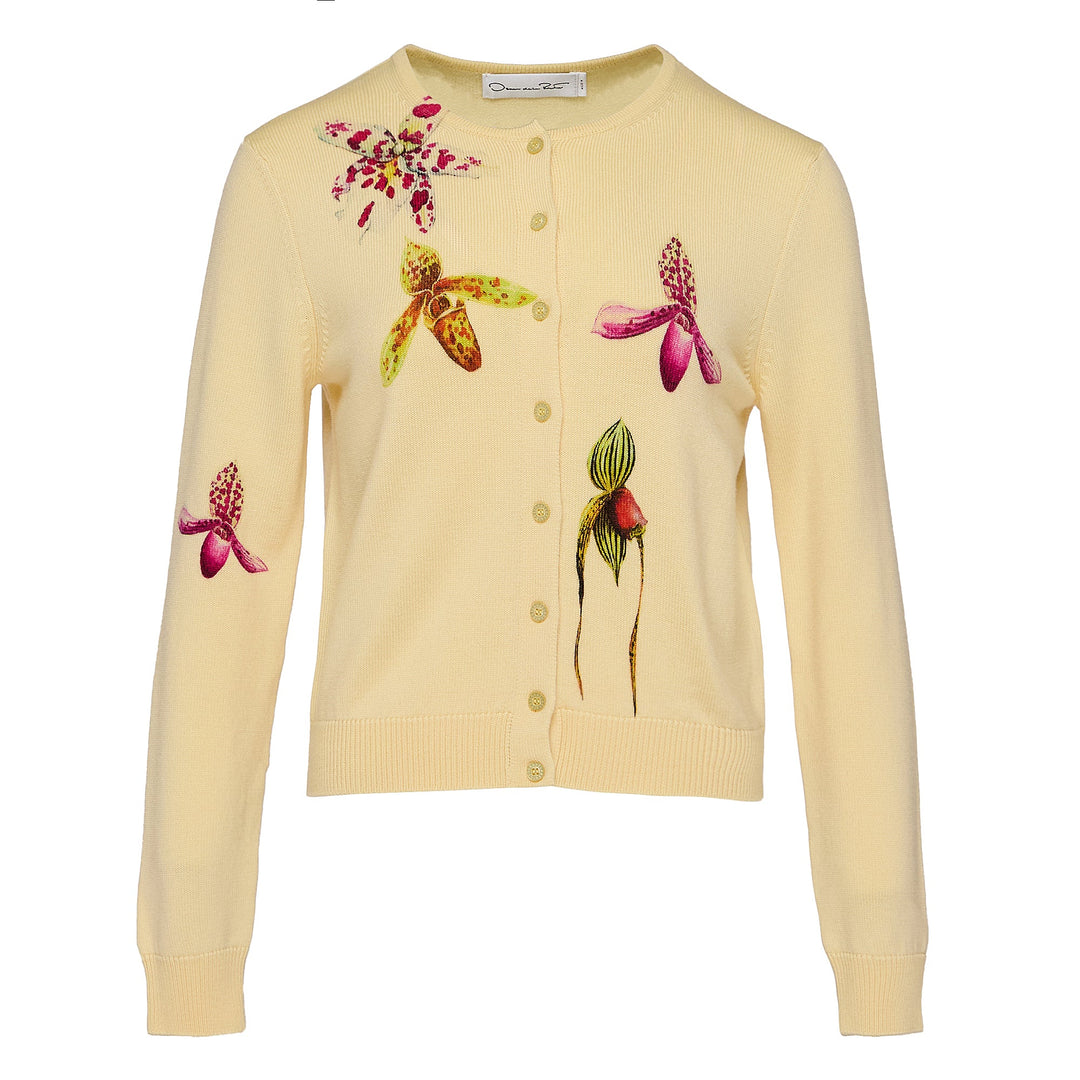 Áo khoác cardigan in hoa lan tay dài