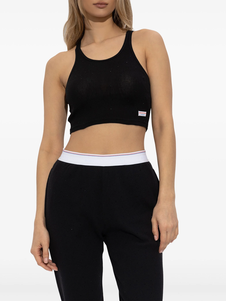 Crystal Hotfix Cropped Racer Tank Tee