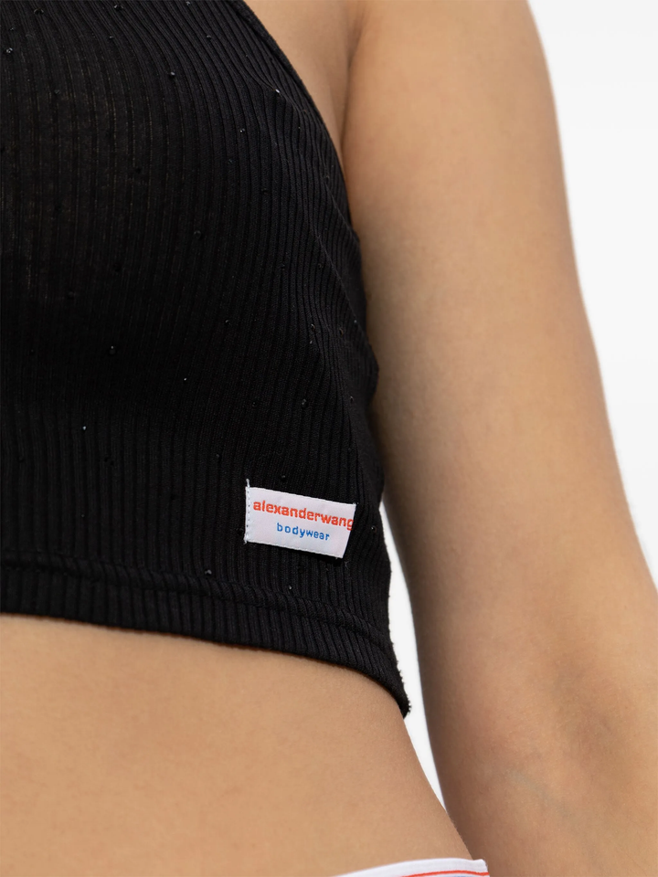 Crystal Hotfix Cropped Racer Tank Tee