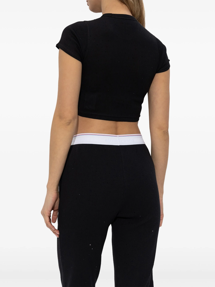 Crystal Hotfix Short-Sleeve Cropped Tee