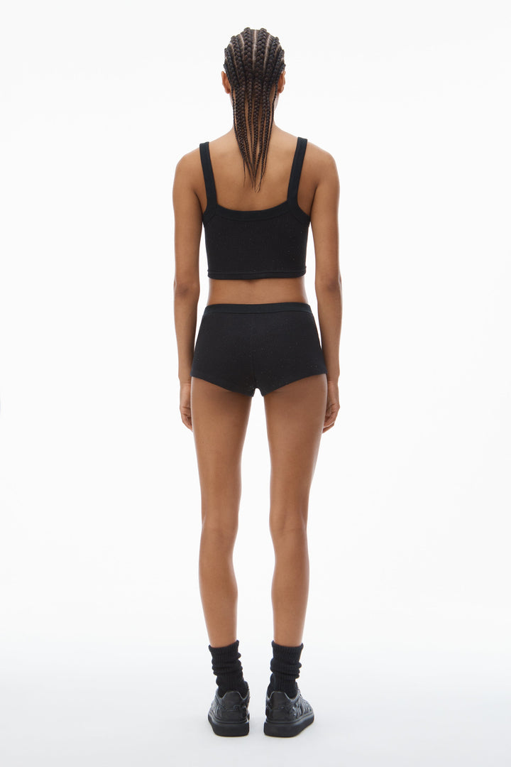 Waffle Knit Crystal Rhinestone Shorts