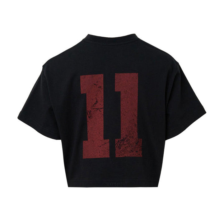 Áo thun ngắn tay đính đá cho nữ màu đen