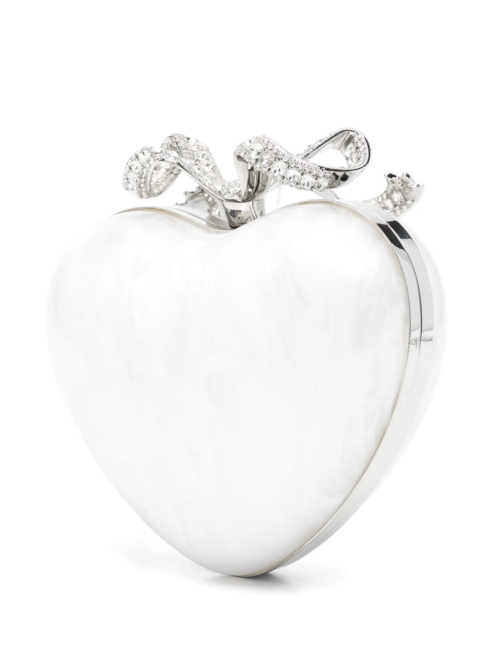 Pearl Top Handle Heart Clutch
