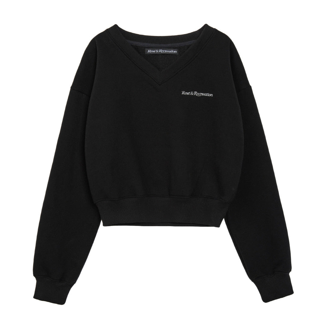 V-Neck Cropped Sweatshirt