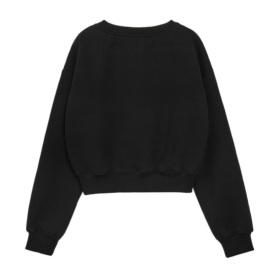 V-Neck Cropped Sweatshirt