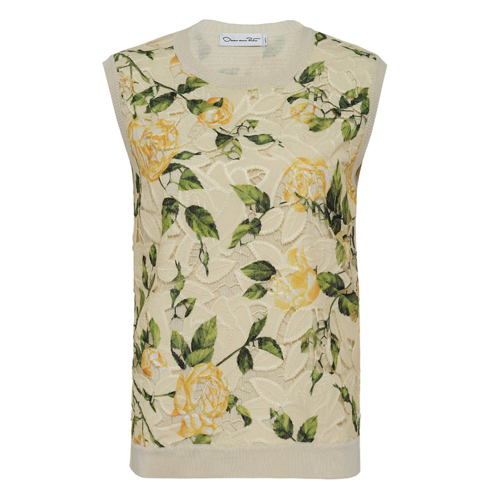 Áo Tank Guipure In Họa Tiết Hoa Hồng Vườn