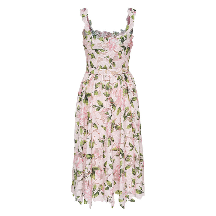 Đầm hoa hồng vườn in không tay