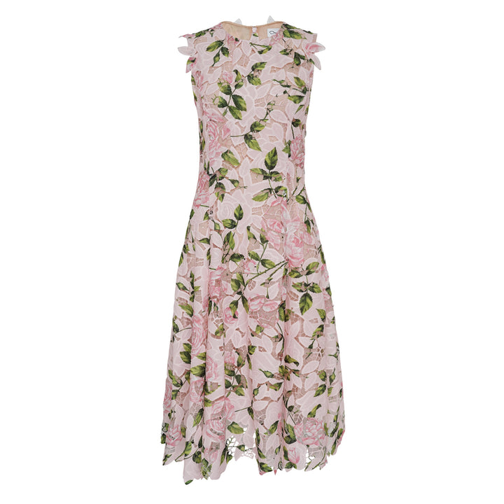 Đầm hoa hồng vườn in không tay