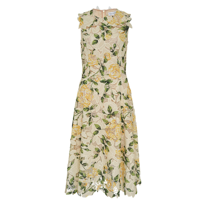 Đầm hoa hồng vườn in không tay