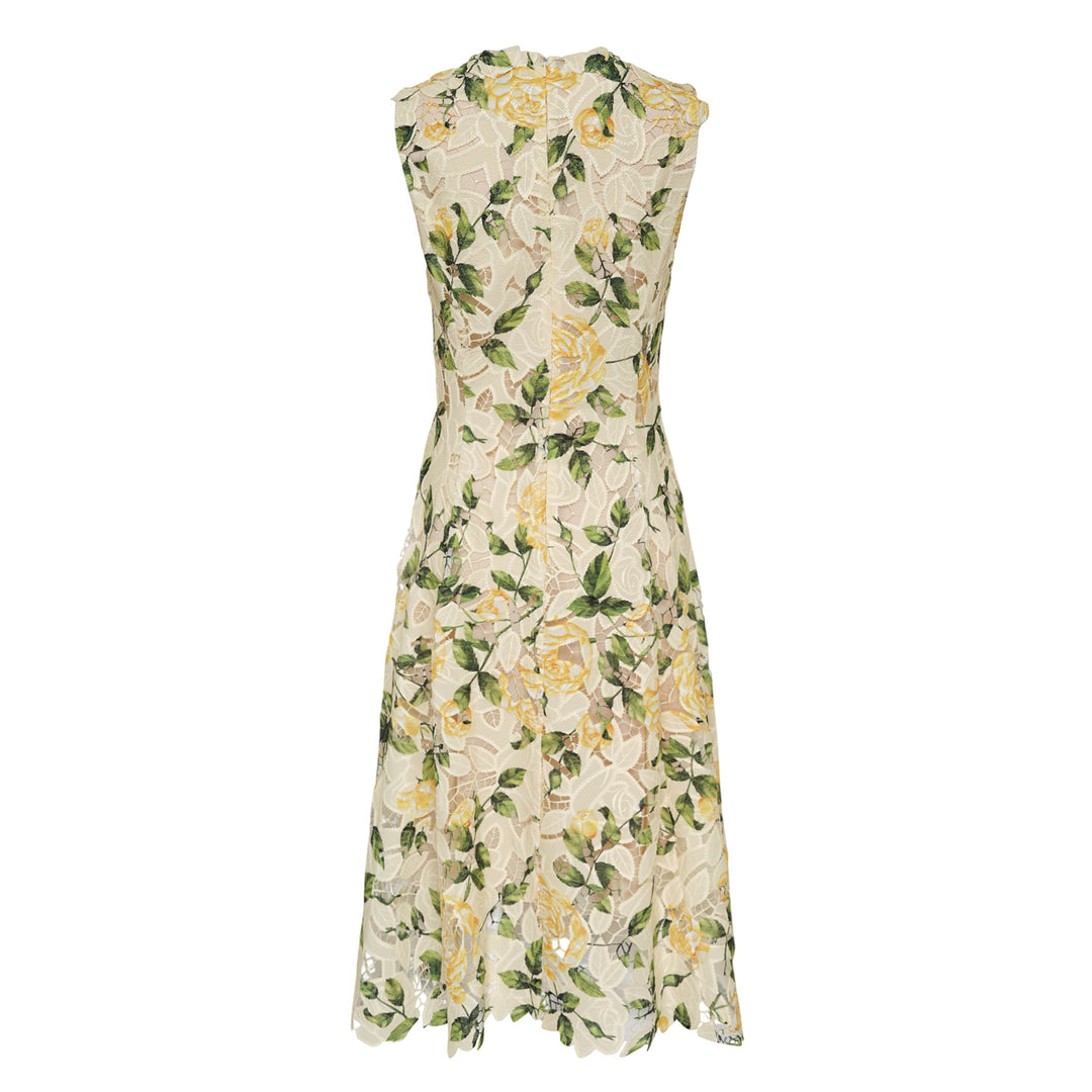 Đầm hoa hồng vườn in không tay