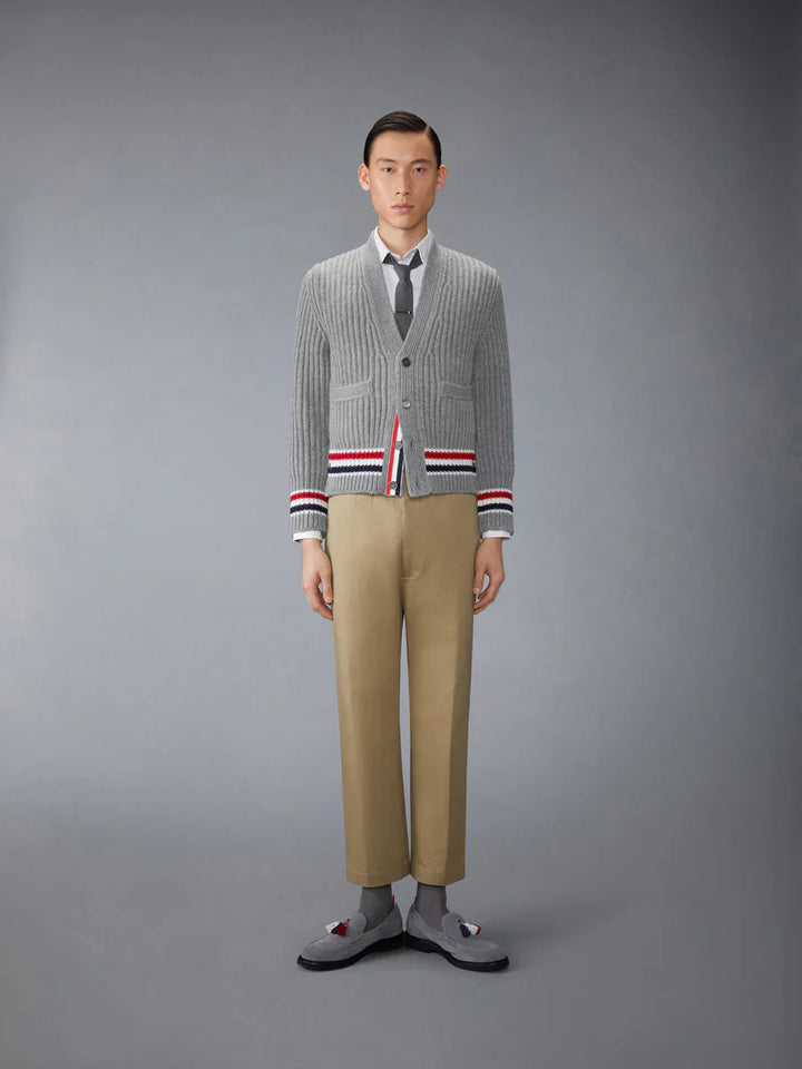 Áo khoác cardigan cổ V cashmere sọc Rwb cho nam