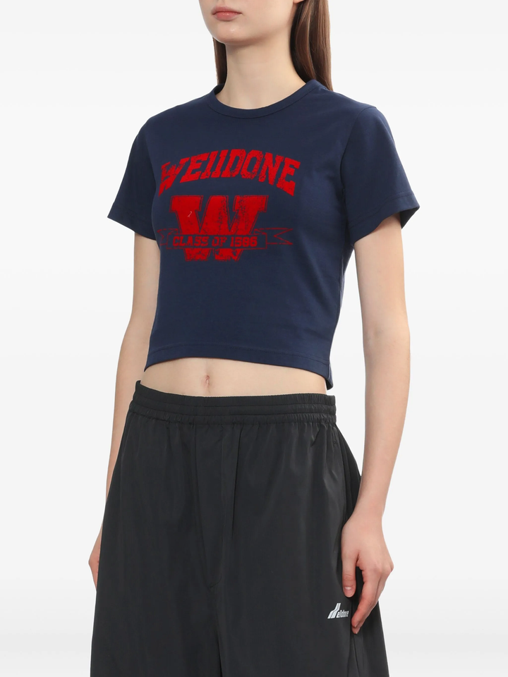 Áo thun nữ in số 11 màu xanh navy dáng ôm