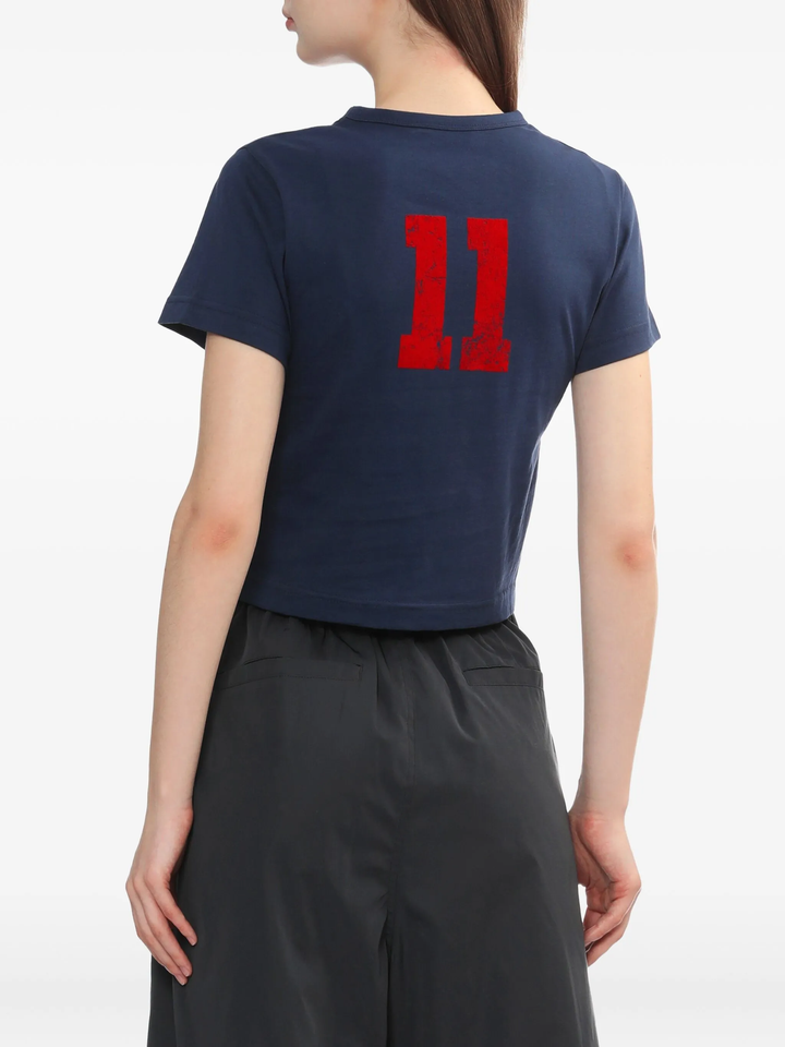 Áo thun nữ in số 11 màu xanh navy dáng ôm