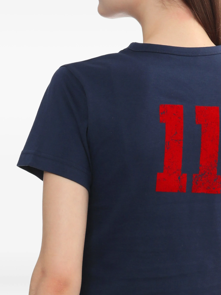 Áo thun nữ in số 11 màu xanh navy dáng ôm