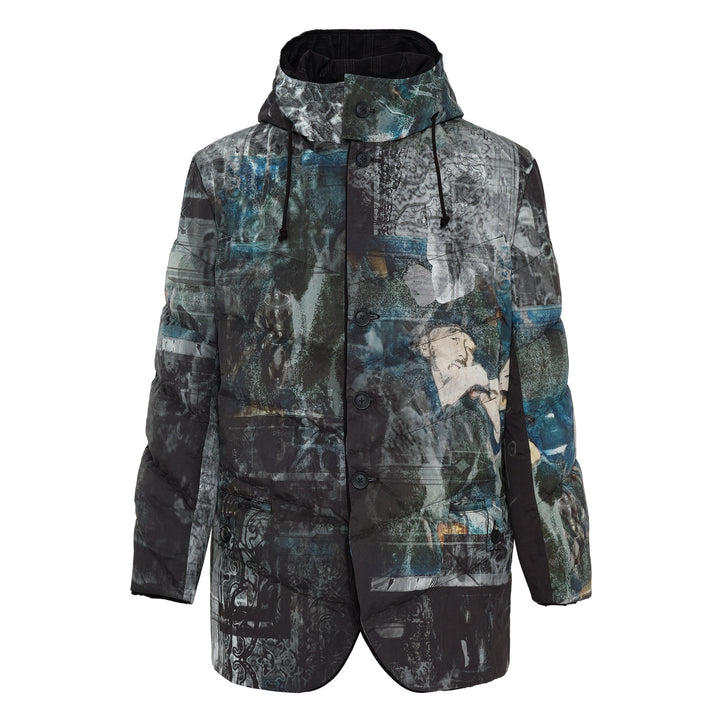 Diagonal Padded Hooded Jacket