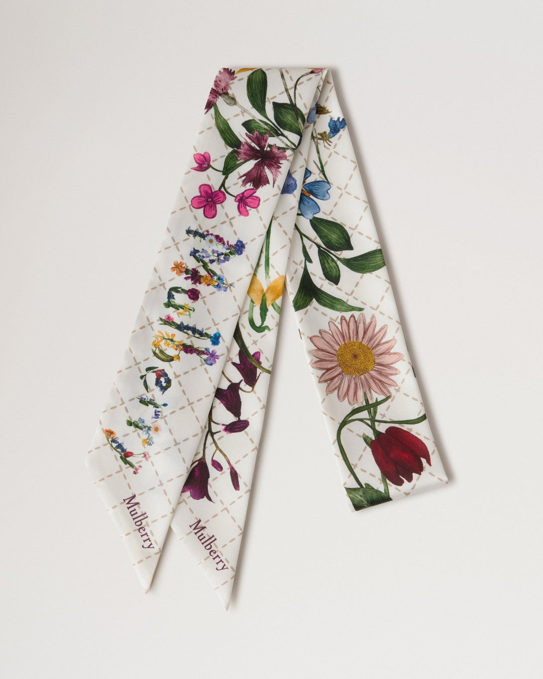 Skinny Scarf Wild Floral Eggshell Recycled Polyester