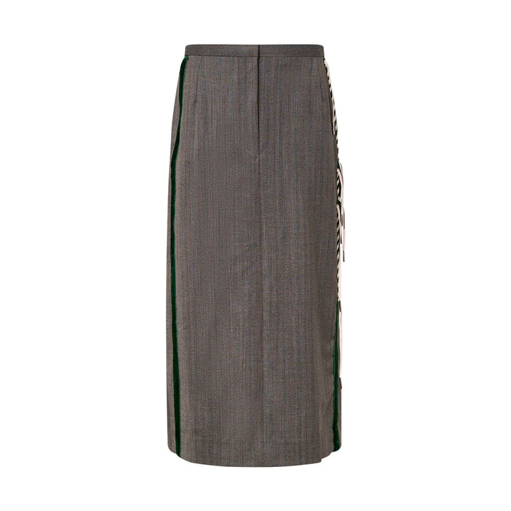 Emb Stripe Wool Skirt